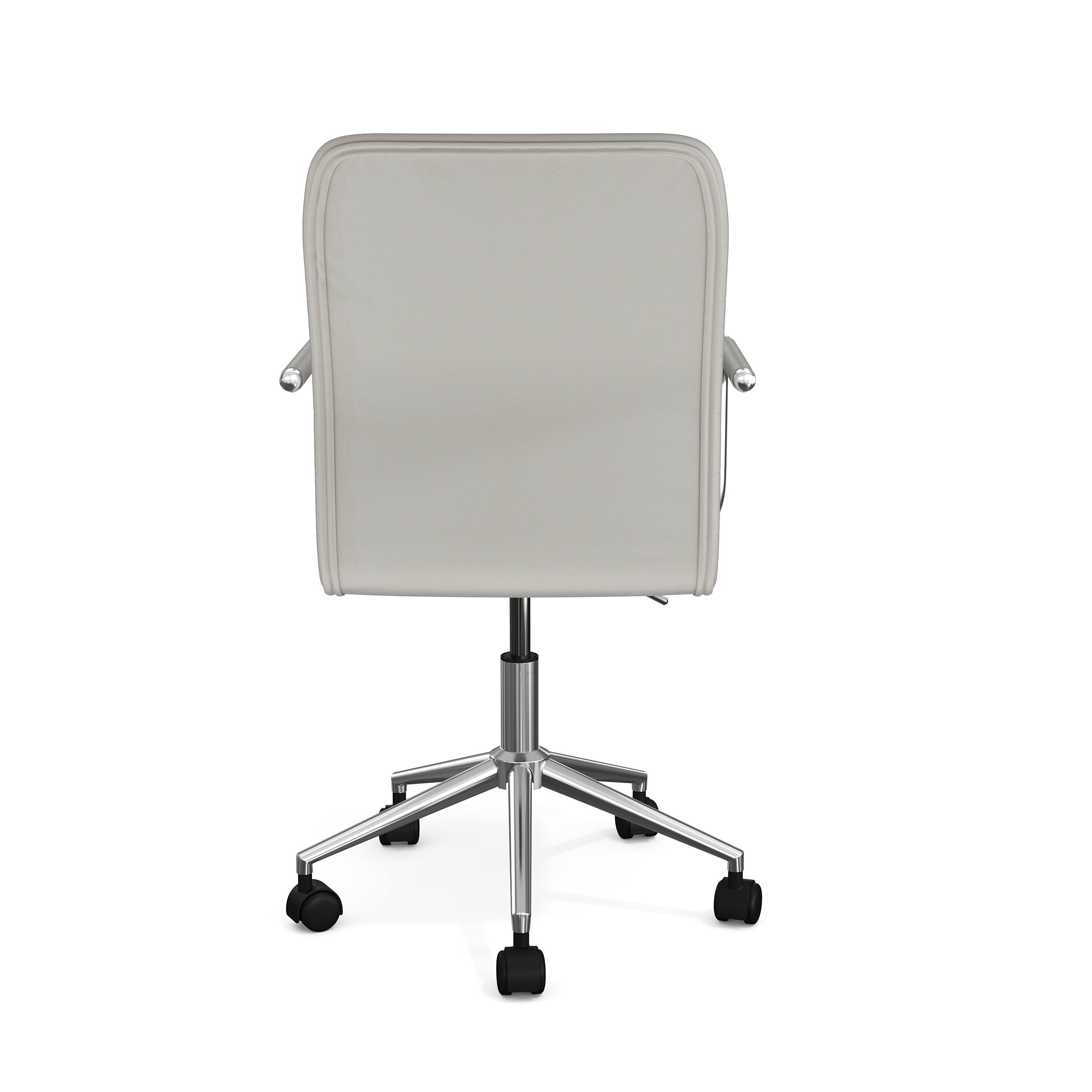 Alt View 8. Martha Stewart - Taytum Upholstered Swivel Home Office Chair with Integrated Armrests - Gray Faux Leather/Polished Nickel Frame.