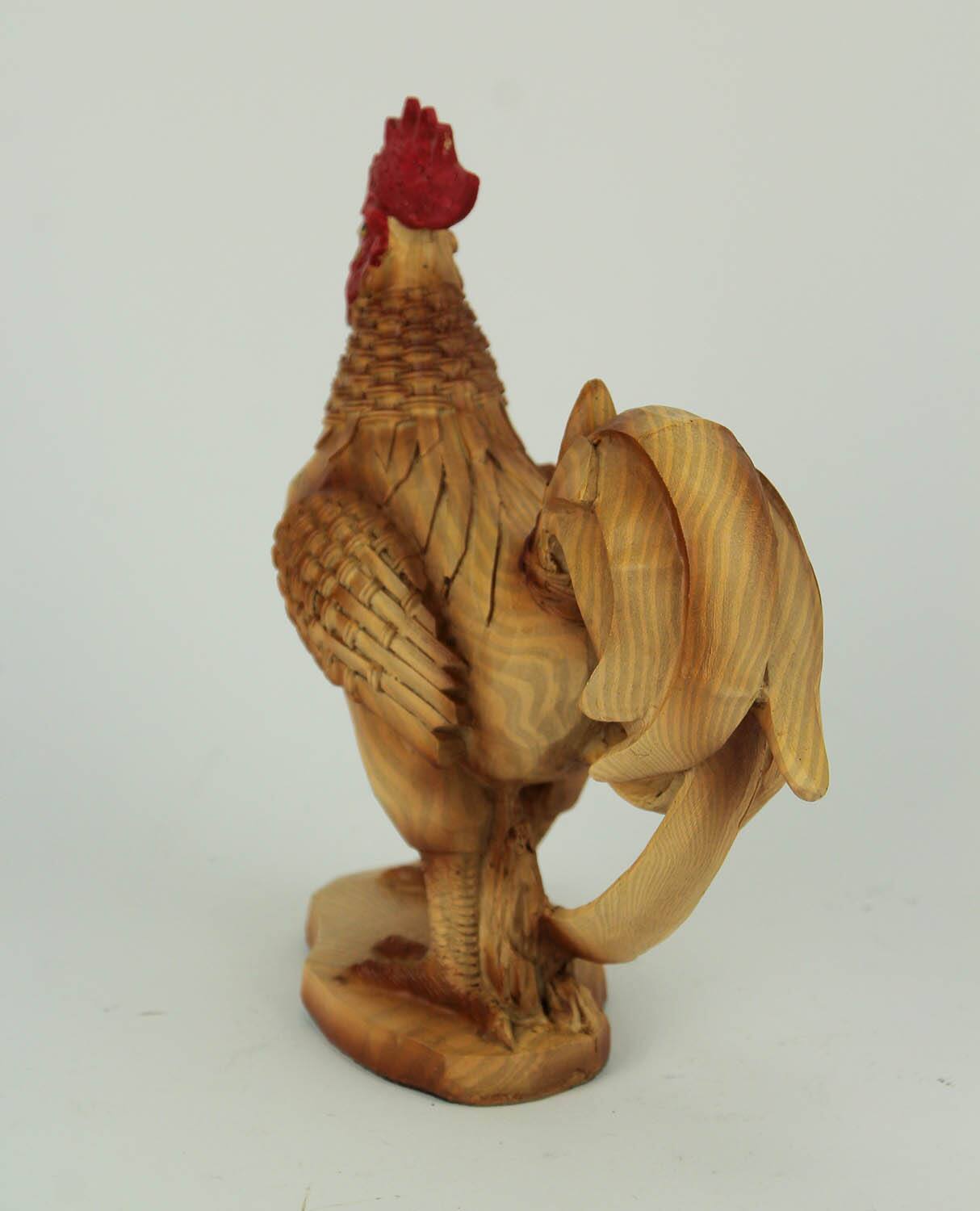 Alt View 2. Everspring Import Co. - Faux Wood Carving Bamboo Look Standing Rooster Statue - Tan.