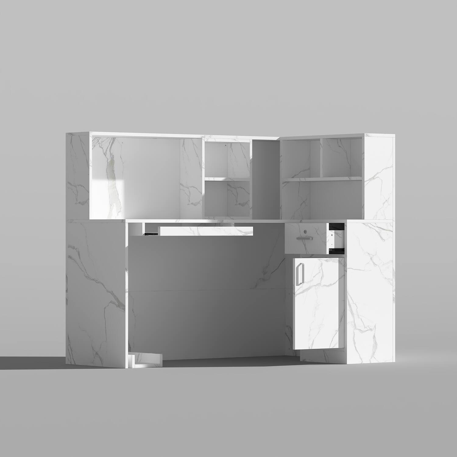 Angle. Famapy - Famapy Office Reception Desk: Functional Storage, Sleek Design Working Desk for Workspaces - White.