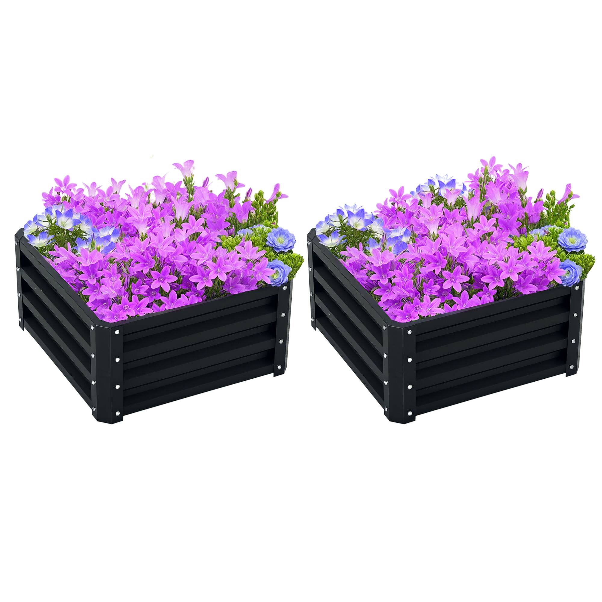 Front. Outsunny - 2pc 23.5" Elevated Herb & Vegetable Planting Box Kit w/ Versatile Uses - Dark Gray.