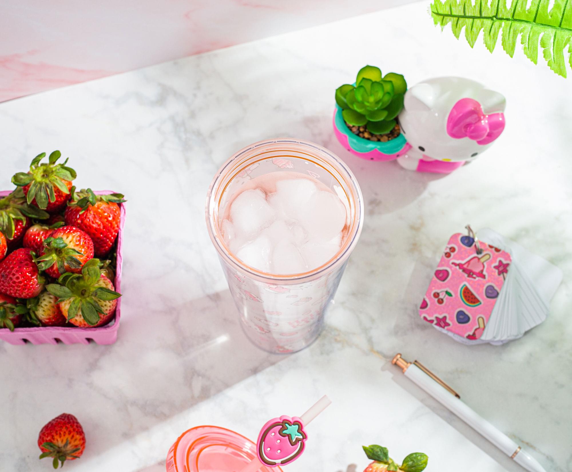 Alt View 4. Silver Buffalo - Sanrio Hello Kitty Strawberry Sweets Carnival Cup With Lid | Holds 24 Ounces - Pink.