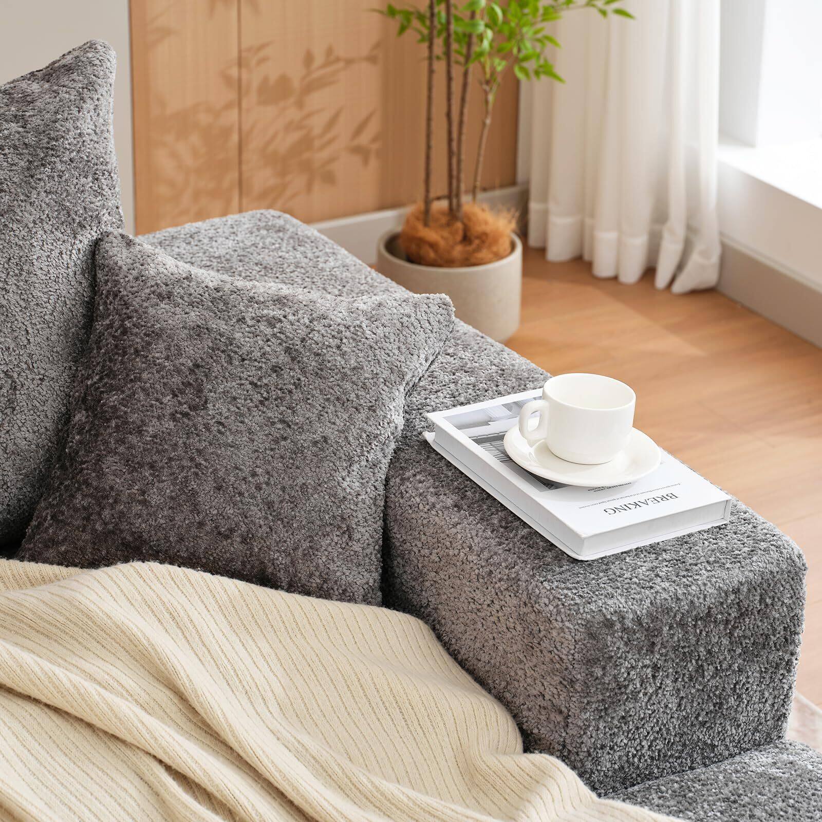 Alt View 6. Jojoka - 110'' Oversiz8ed Modular L-Shape Sectional Couch, Couches for Living Room - Grey.