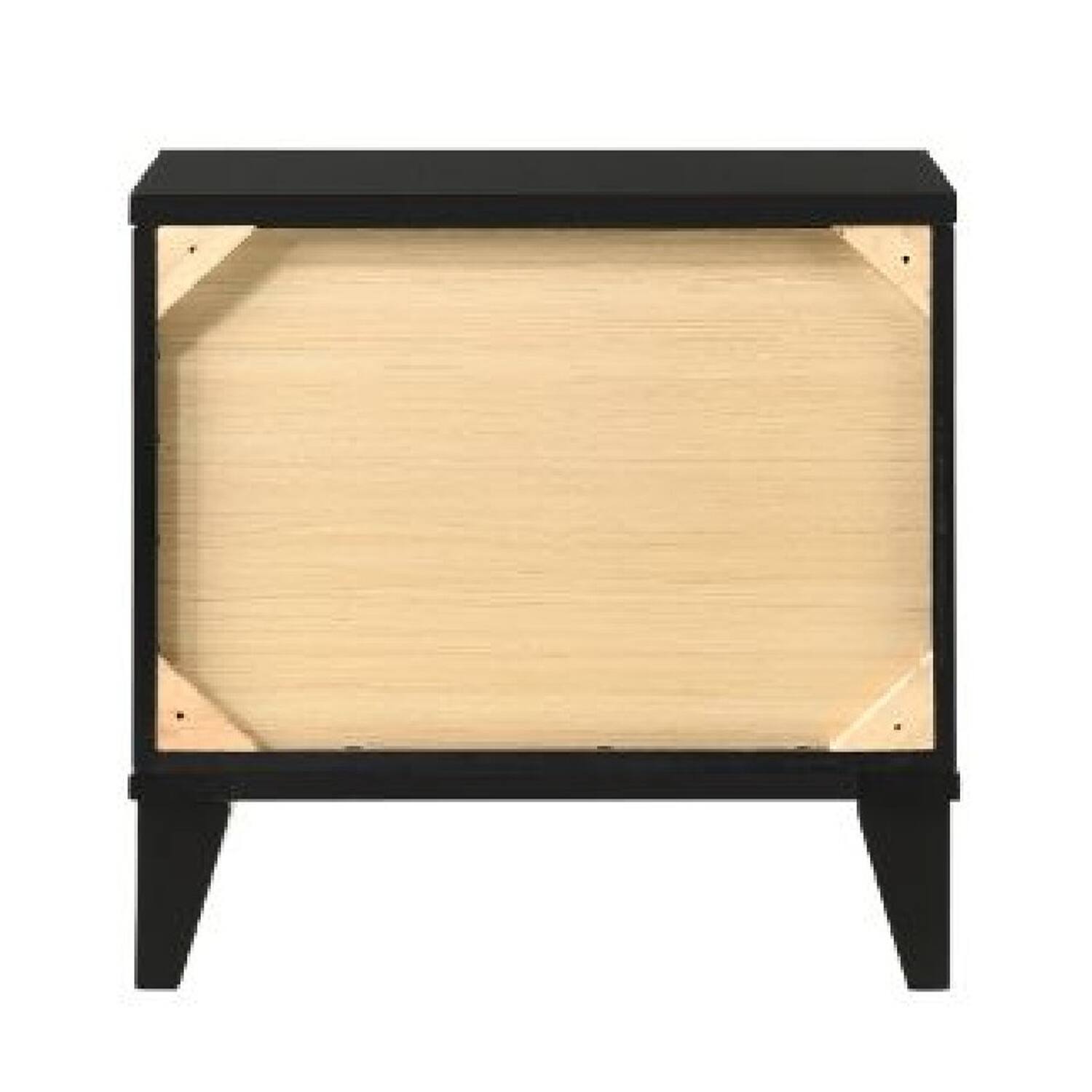 Alt View 2. Manhattan Lane - Nightstand with 2 Drawers and Metal Trim - Black.