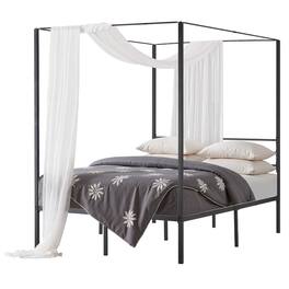 VEVOR - Full Size Canopy Bed Frame, Metal Canopy Bed with Four Posters Design, Heavy Duty Steel Slats Support - Black