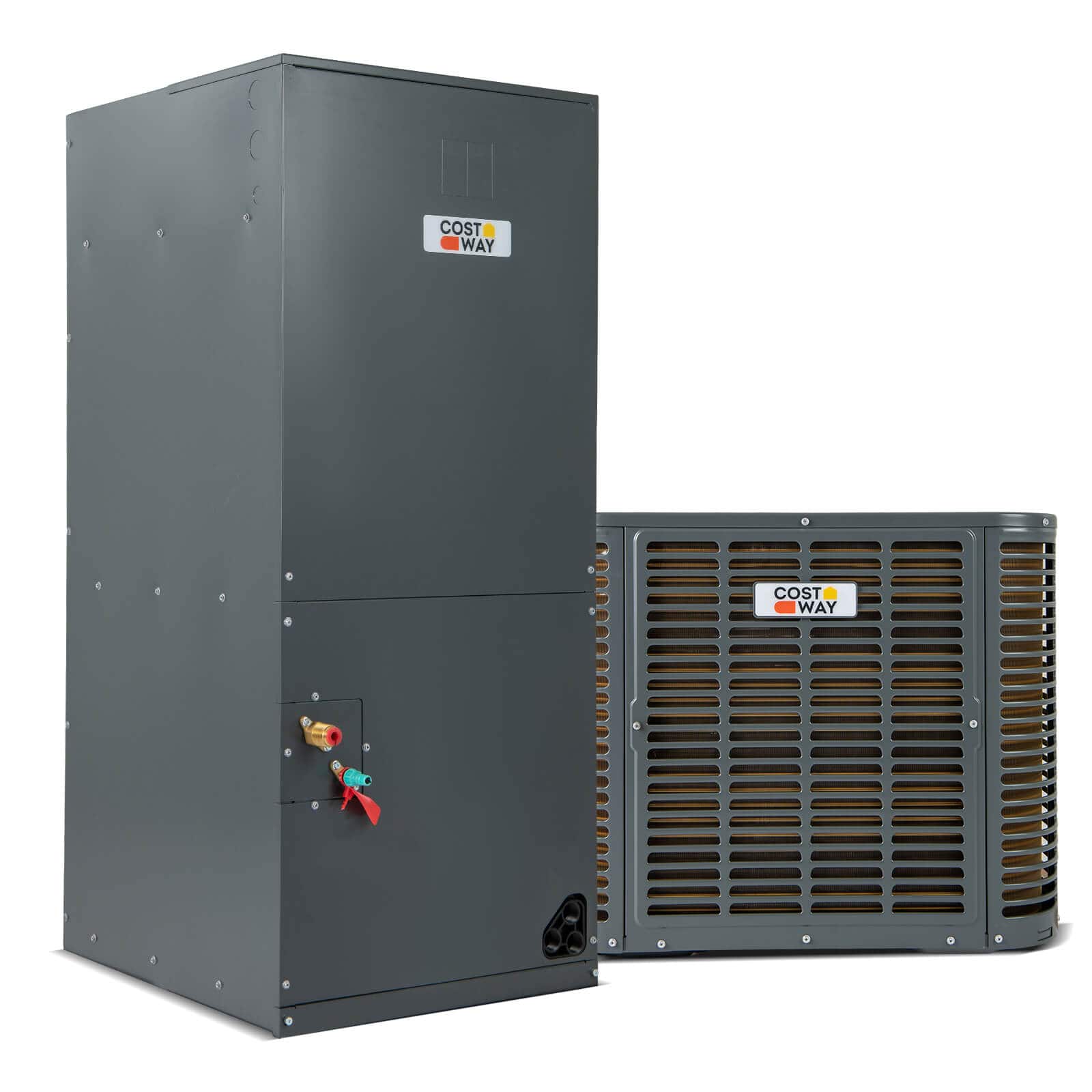 Costway - 4 to 5 Ton 17-17.5 SEER2 Central Air Conditioner with Air Handler Unit 208/230V - Gray