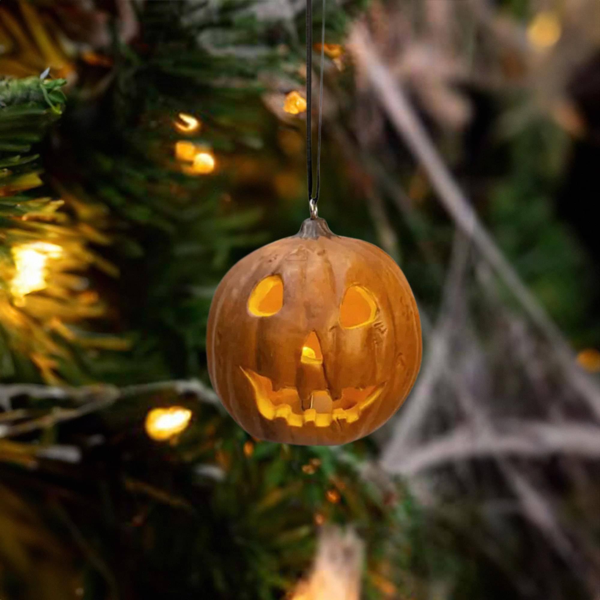 Alt View 10. Trick or Treat Studios - Halloween (1978) Light Up Pumpkin Holiday Horrors Ornament - Orange.