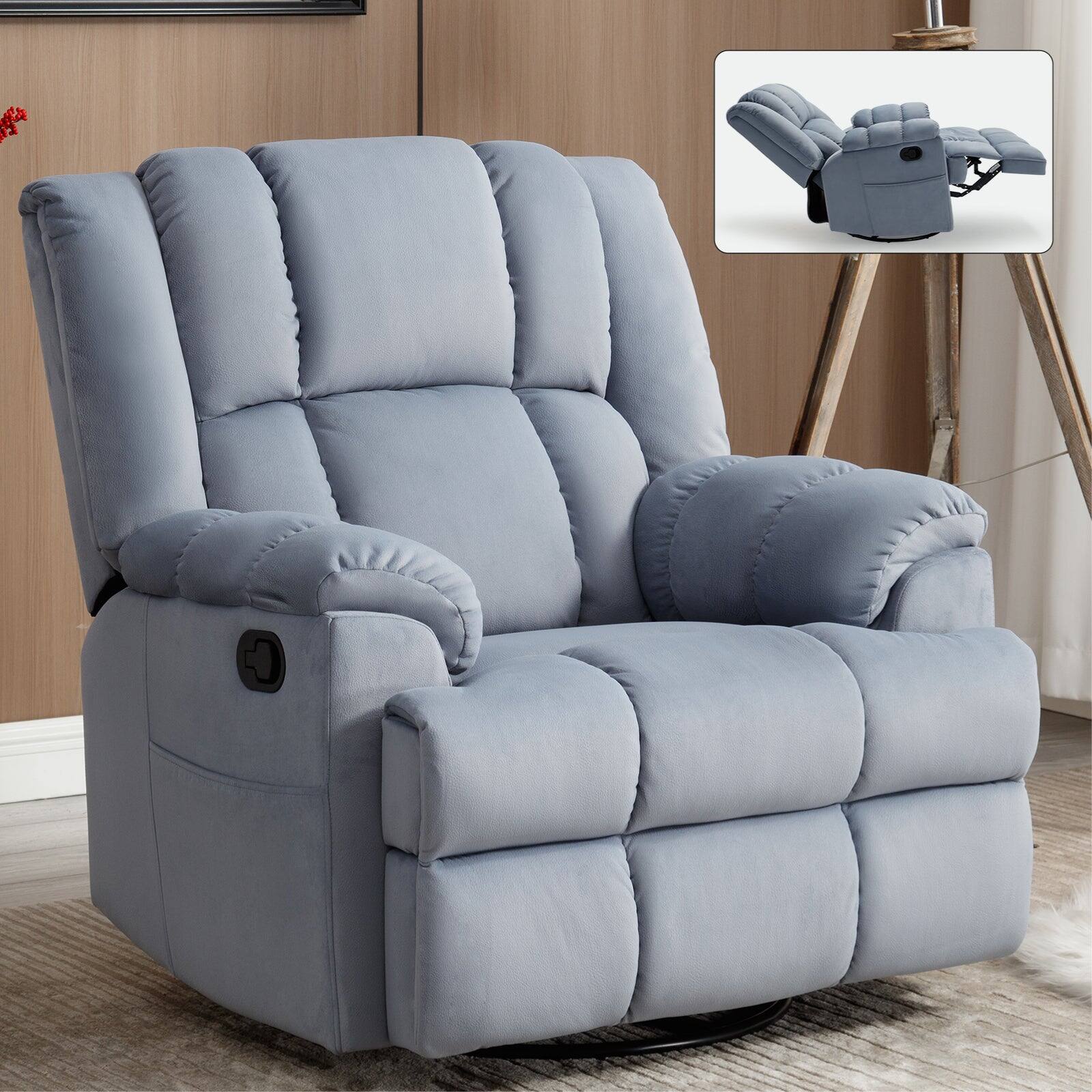 Alt View 2. Boyel Living - Manual Recliner Chair with Rocker and Swivel in Fabric for Living Room - Blue.