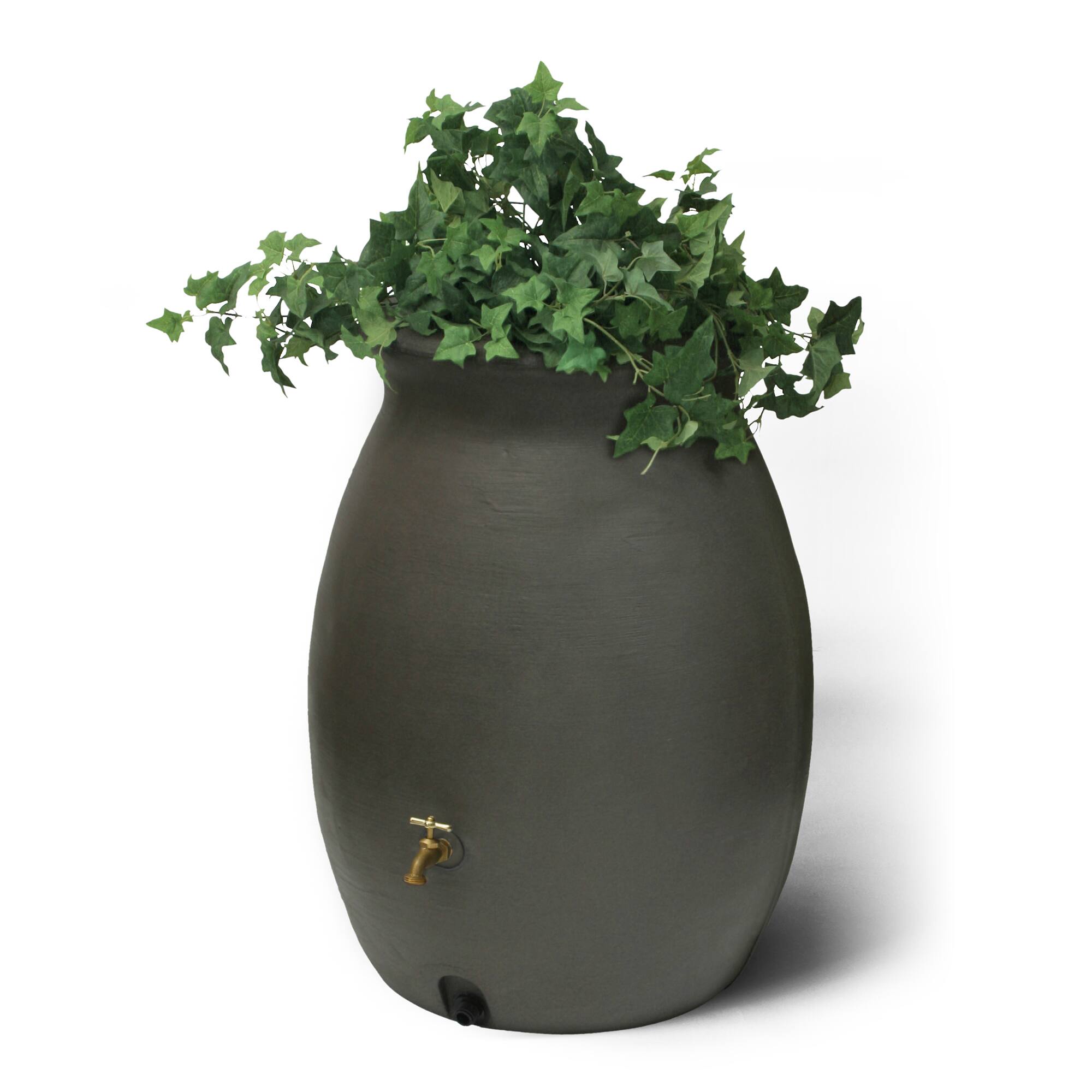 Alt View 7. Algreen Products - Algreen Castilla 50 Gallon Plastic Rain Water Collection Barrel, Brownstone - Black.