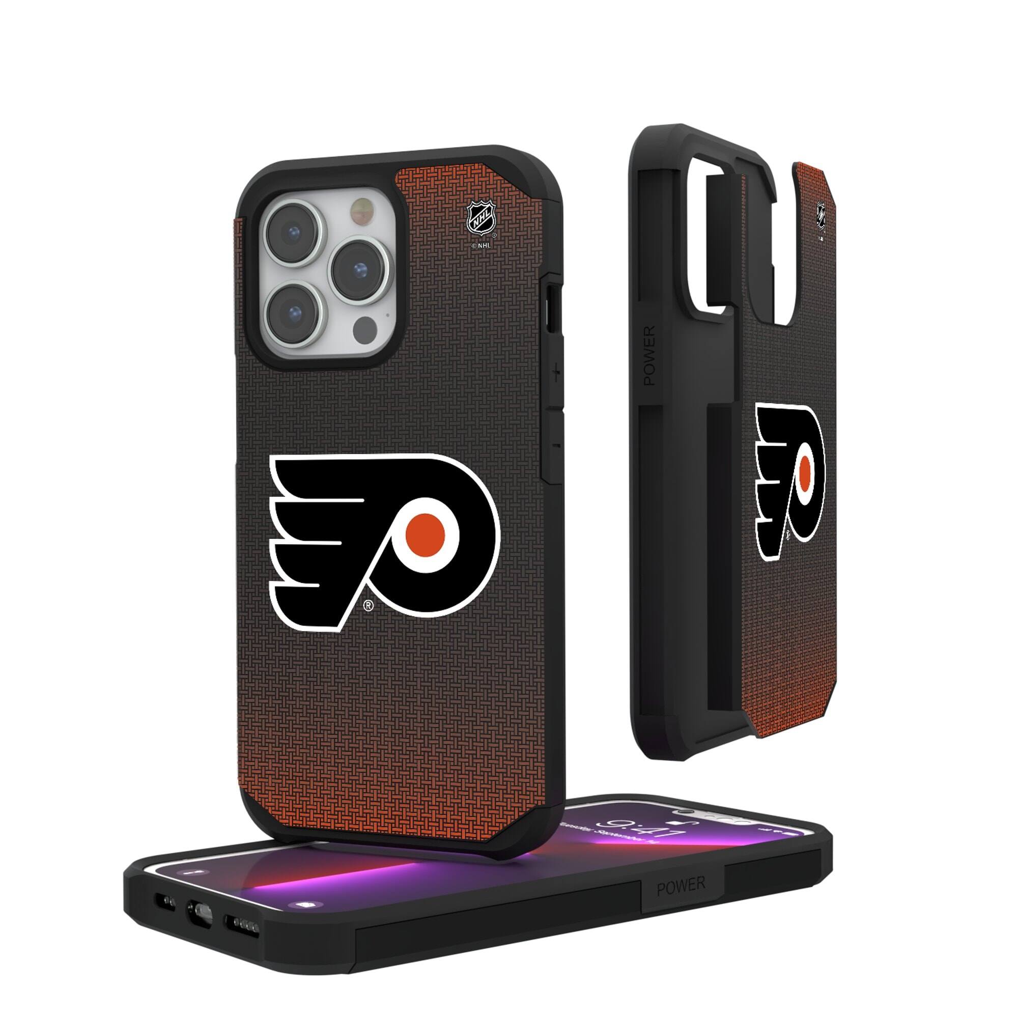 Keyscaper - NHL - Philadelphia Flyers Linen Logo iPhone Rugged Case - 15 - Black