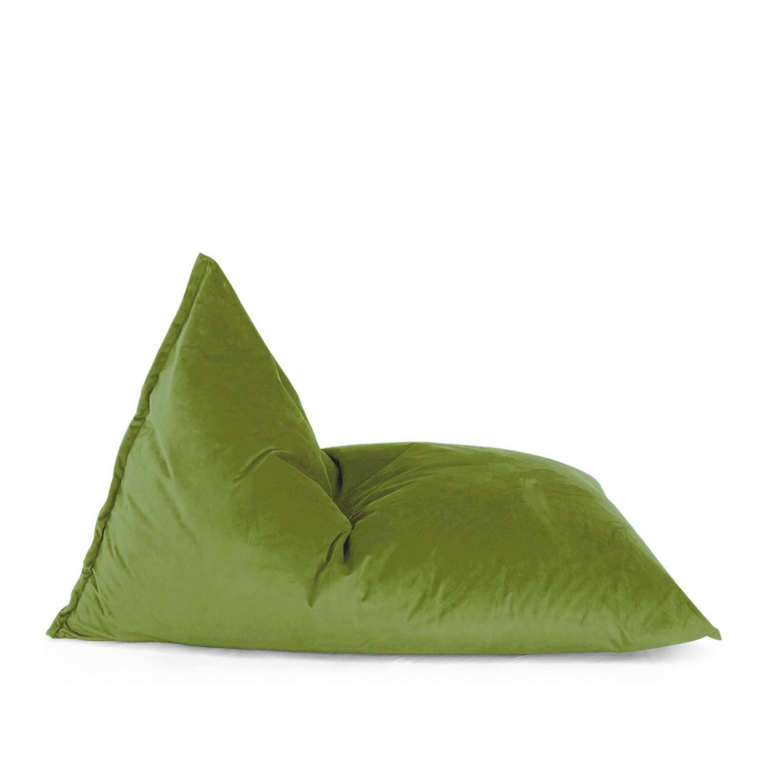 Front. Lotus Lounge Chair - Large Ecogami Velvet Bean Bag Cover - 59" x 43.25" - Green - Green.