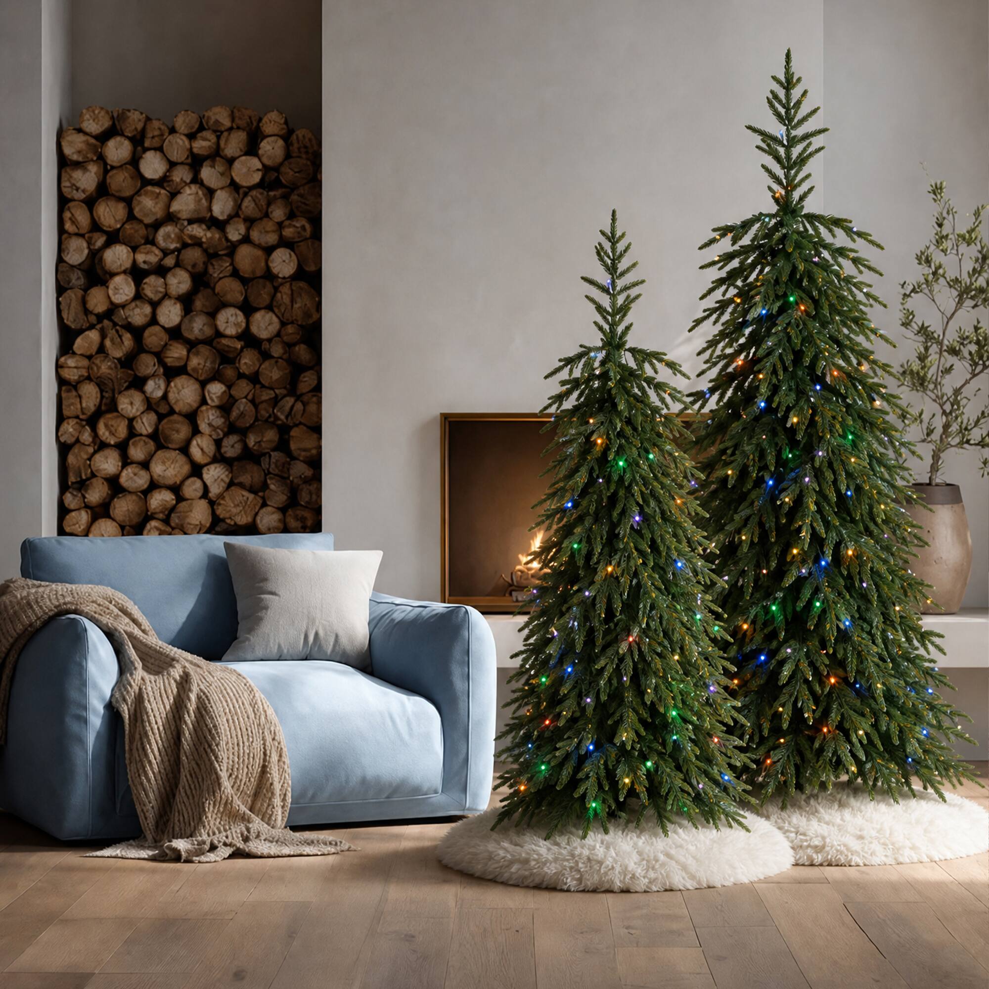 Alt View 10. Glitzhome - 5ft Pre-lit Christmas Artificial Norfolk Pine Tree with 150 Twinkling Lights - Green.