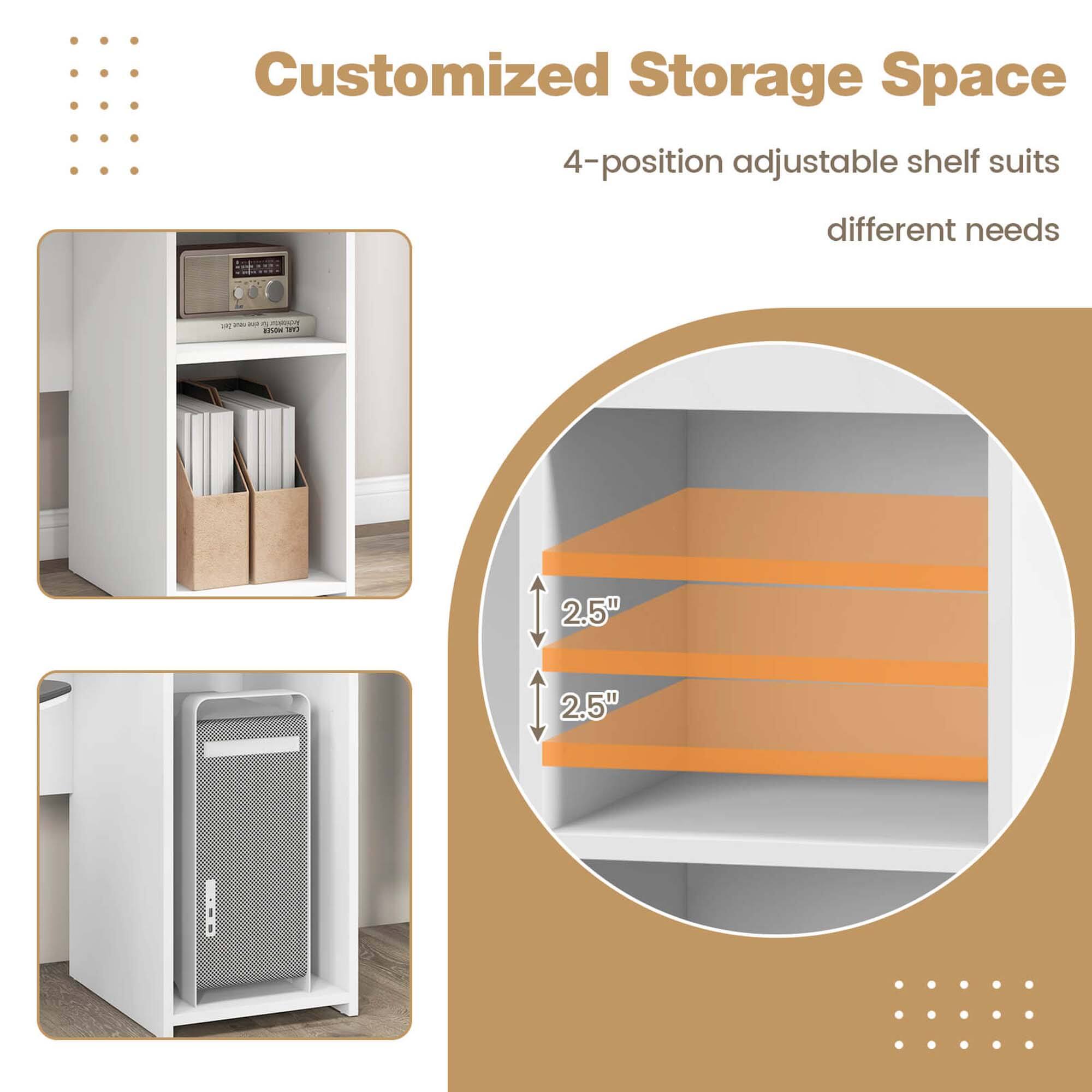 Customized Storage Space 4-position adjustable shelf suits different needs ad en A OR EL m 2.5" 2.5"