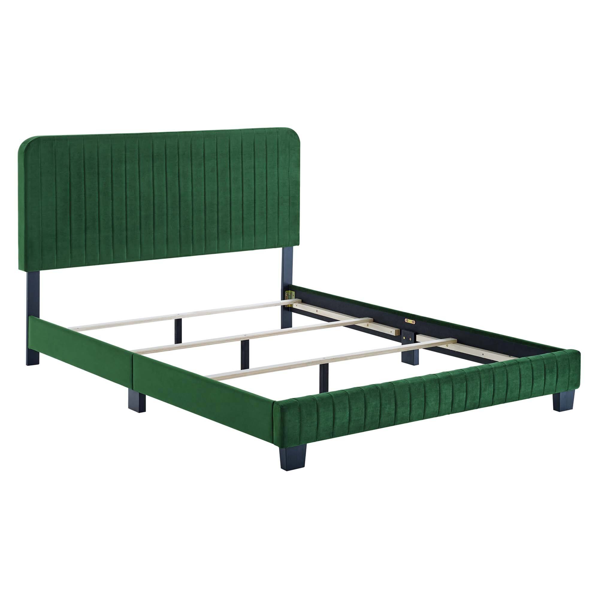 Left. Modway - Celine Channel Tufted Performance Velvet Full Platform Bed - Red.