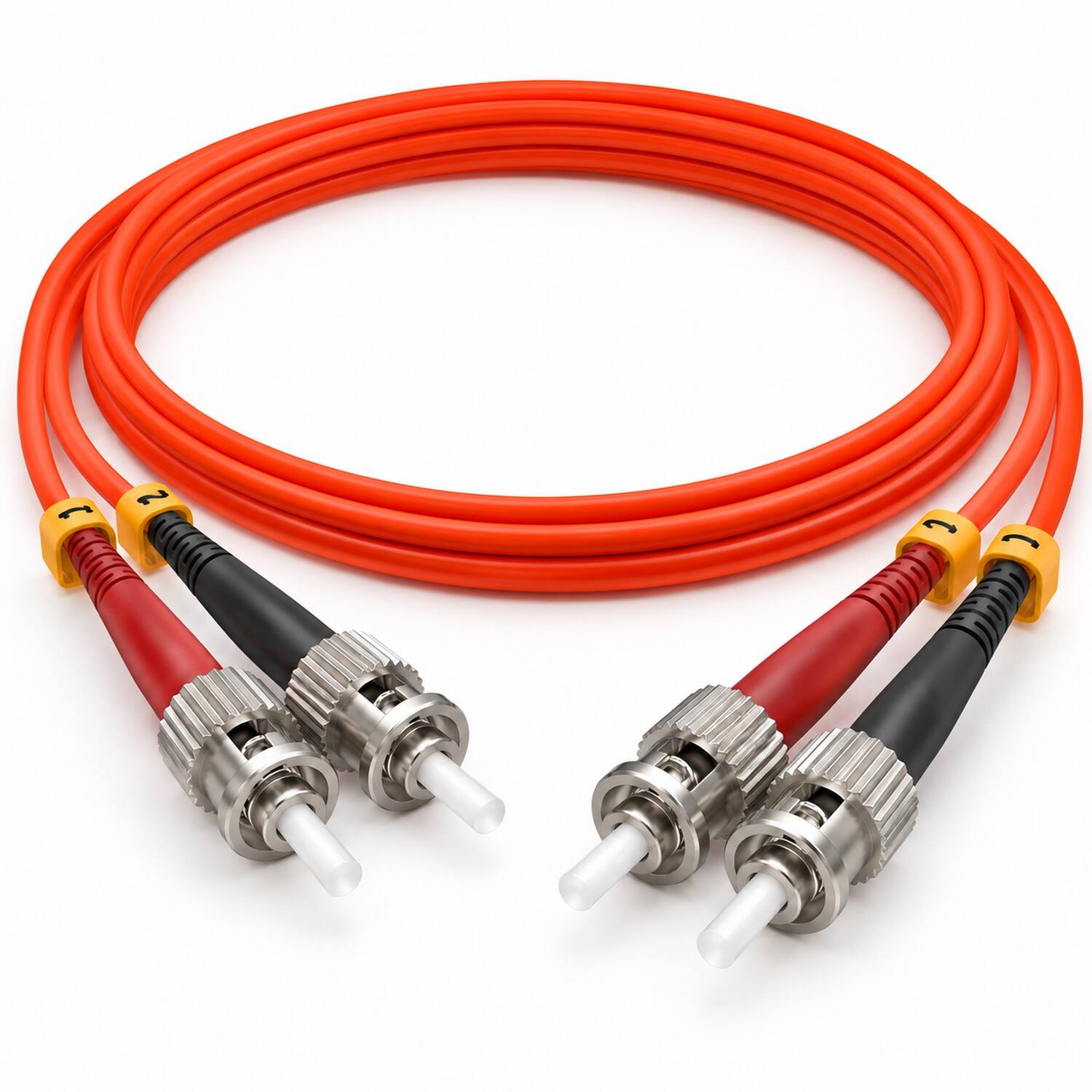 Angle. Sanoxy - 2 Meters ST to ST Duplex 62.5/125 Multimode OM1 Fiber Optic Cable - Multi.