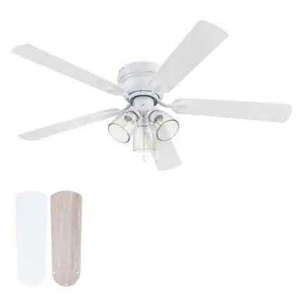 Front. Portage Bay - Portage Bay Renton Indoor Ceiling Fan with Quiet, Reversible Motor, 52", White - White.