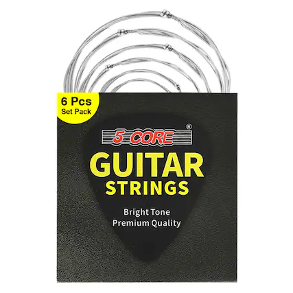 6 Pcs Set Pack
5 CORE GUITAR STRINGS
Bright Tone
Premium Quality