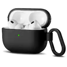 Front. Ornarto - ORNARTO Compatible with AirPods Pro 3 Case, Full Protective Vegan Leather Cover with Front LED Visible-Midnight Black - Midnight Black.