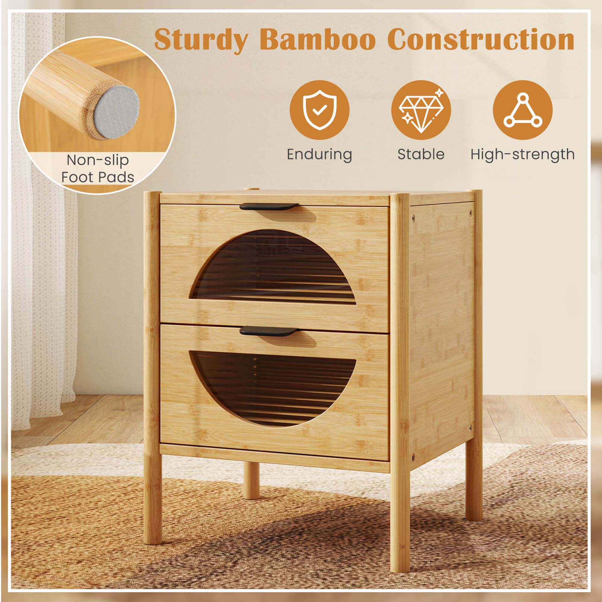 Sturdy Bamboo Construction Enduring Stable High-strength Non-slip Foot Pads