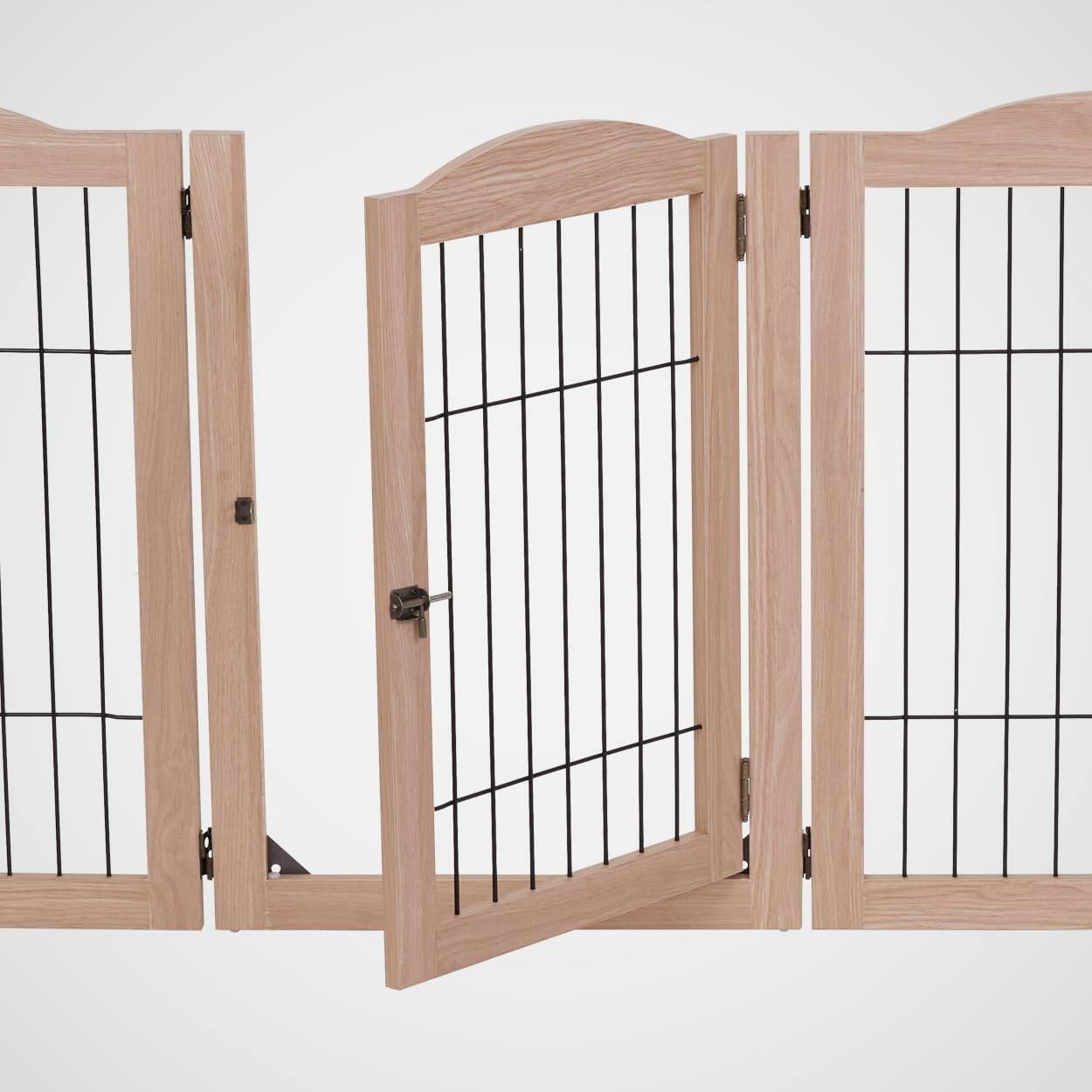 Alt View 2. Arf Pets - Freestanding Dog Gates, 6-Panel Extension, 360° Foldable Dog Gate 120"Wx31.5"H - Walnut.