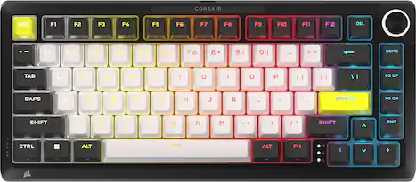 CORSAIR ESC F1 F2 F3 F4 F5 F6 F7 F8 F9 F10 F11 F12 DEL
- - -. - 1! 2@ 3# 4$ 5% 6^ 7& 8* 9( 0) - _ +
HOME TAB Q W E R T Y U I O P { } |
CAPS A S D F G H J K L ; ' ENTER PG DN
SHIFT Z X C V B N M , . / SHIFT
CTRL ALT FN ALT
PG UP PG DN END