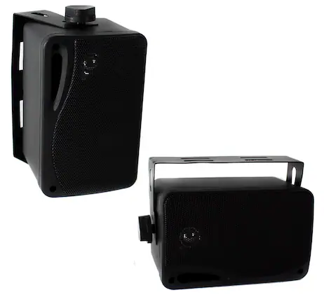 Front. Pyle - Pyle PLMR24B 3.5" 200 Watt 3-Way Weather Proof Mini Box Speakers.