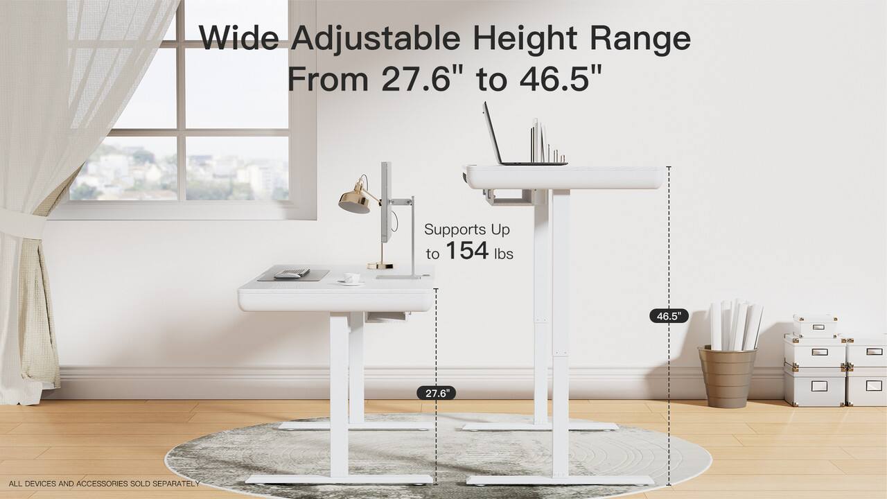 Wide Adjustable Height Range  
From 27.6" to 46.5"  
Supports Up to 154 lbs  

ALL DEVICES AND ACCESSORIES SOLD SEPARATELY