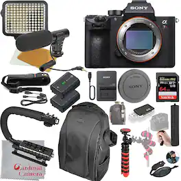 Sony - Alpha a7RIVA (New Model) Mirrorless Digital Camera (No Lens) Video Bundle + LED Video Light + Microphone - Black