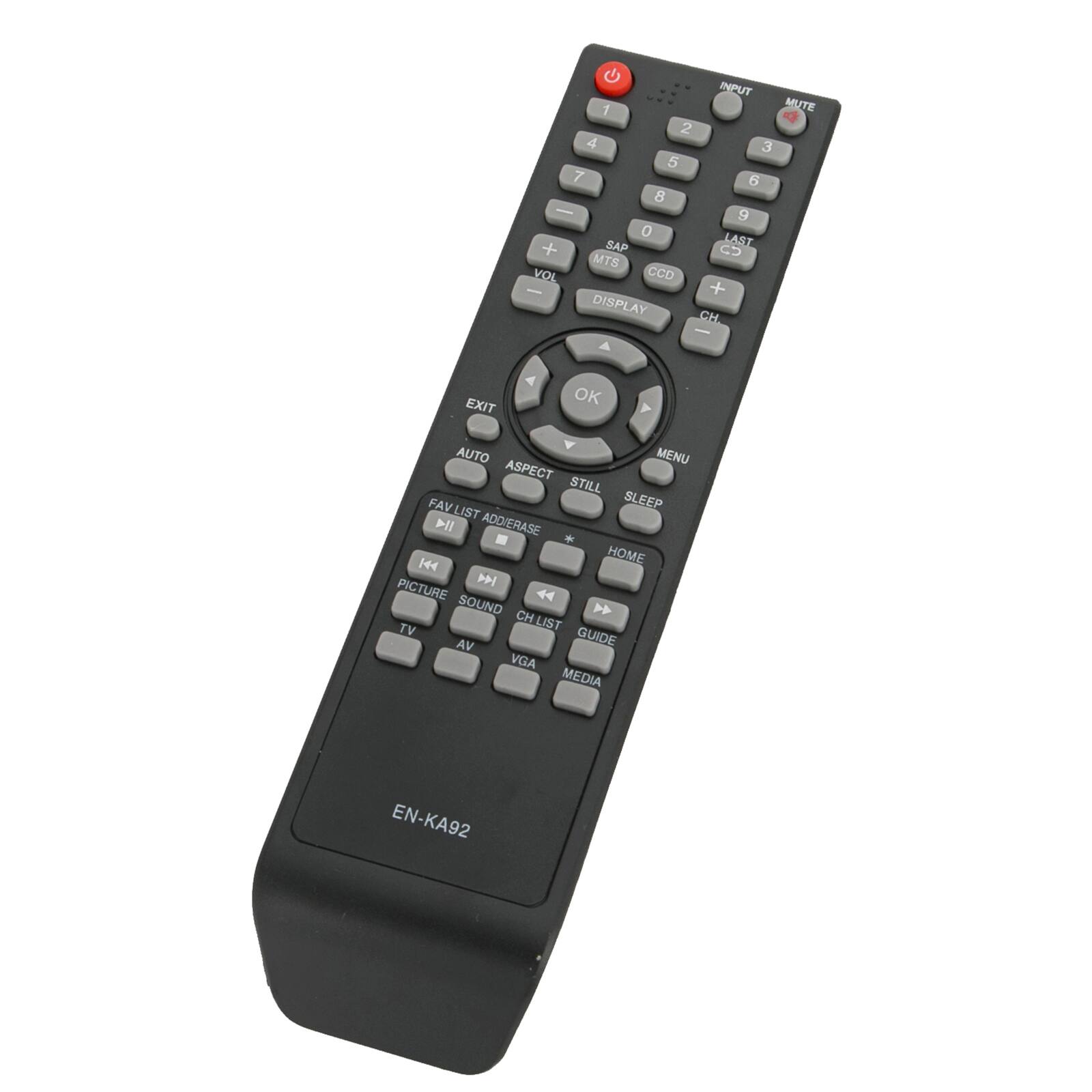 INPUT 1 MUTE 2 3 4 5 6 7 8 9 0 SAP LAST + C MTS VOL CCD - + DISPLAY CH - A EXIT OK > AUTO MENU ASPECT STILL FAV SLEEP LIST ADD/ERASE + H44 HOME PICTURE 4 SOUND CH CHLIST TV GUIDE VA VGA MEDIA EN-KA92