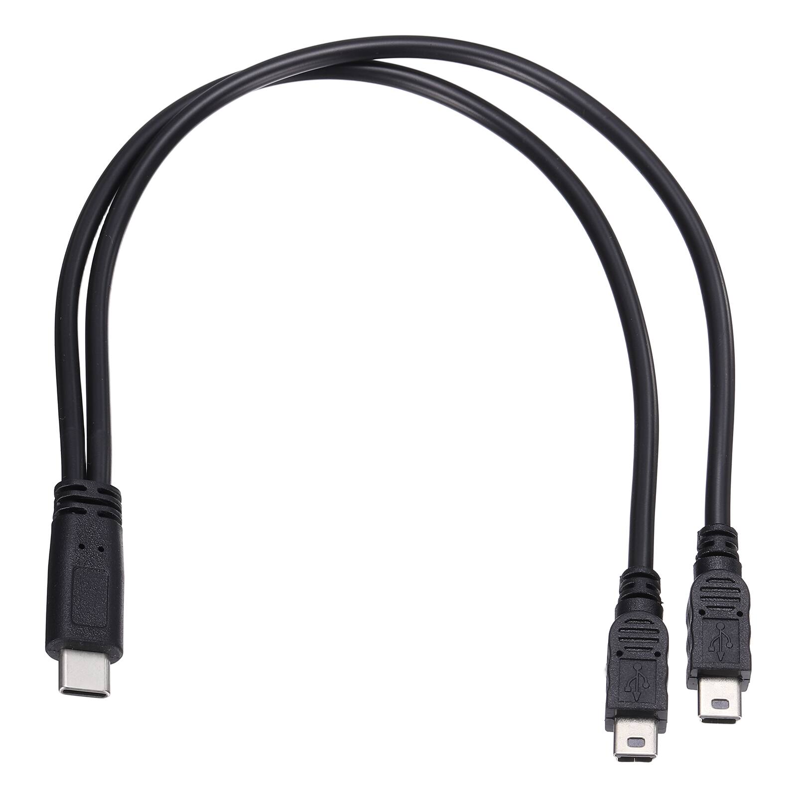 Front. Unique Bargains - Type C Male to Mini USB Male 2-in-1 Splitter 11.8" 5V 3A Adapter - Black.