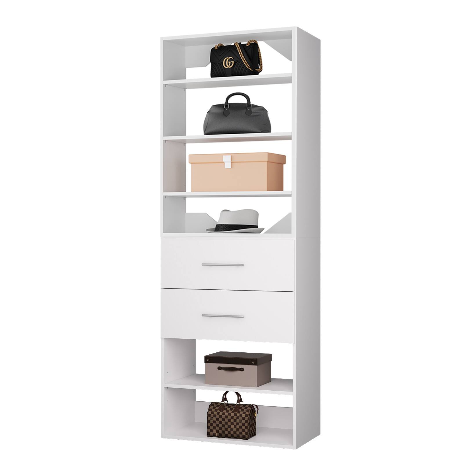 Front. Roomtec - Roomtec 19.5 in White Modular Closet System Unit-Customizable Wall Mounted Walk-In Closets for Bedroom or Walk-in Closet - White.