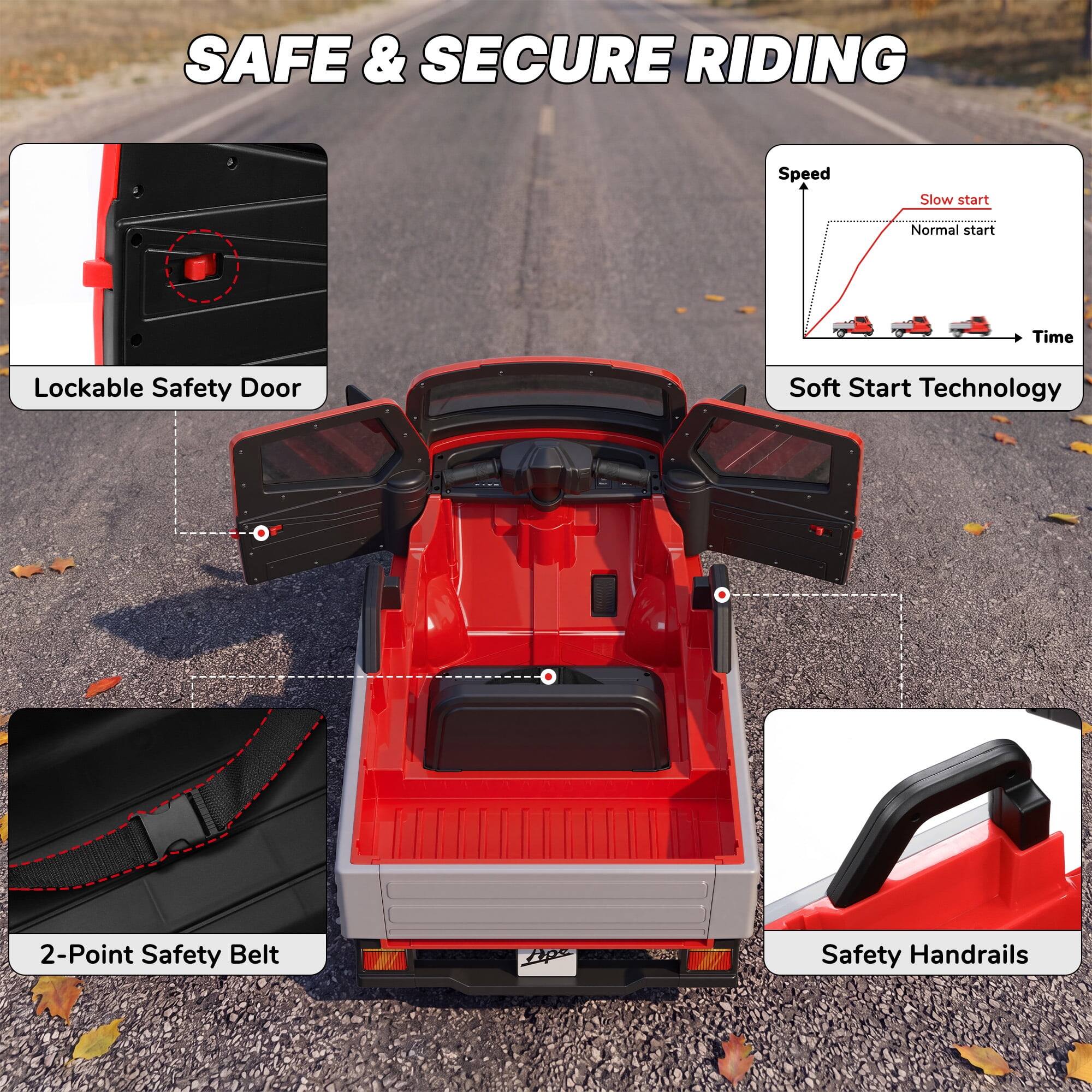 SAFE & SECURE RIDING

- Lockable Safety Door
- Soft Start Technology
- 2-Point Safety Belt
- Safety Handrails