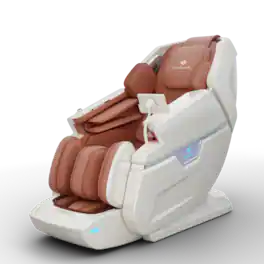 KoziSense - KZ-L66 Dual 4D+3D Luxury Massage Chair,Deep Zero Gravity,Thai Stretch,Auto Extend Legrest,Heat,FREE White Glove Delivery - White and Orange