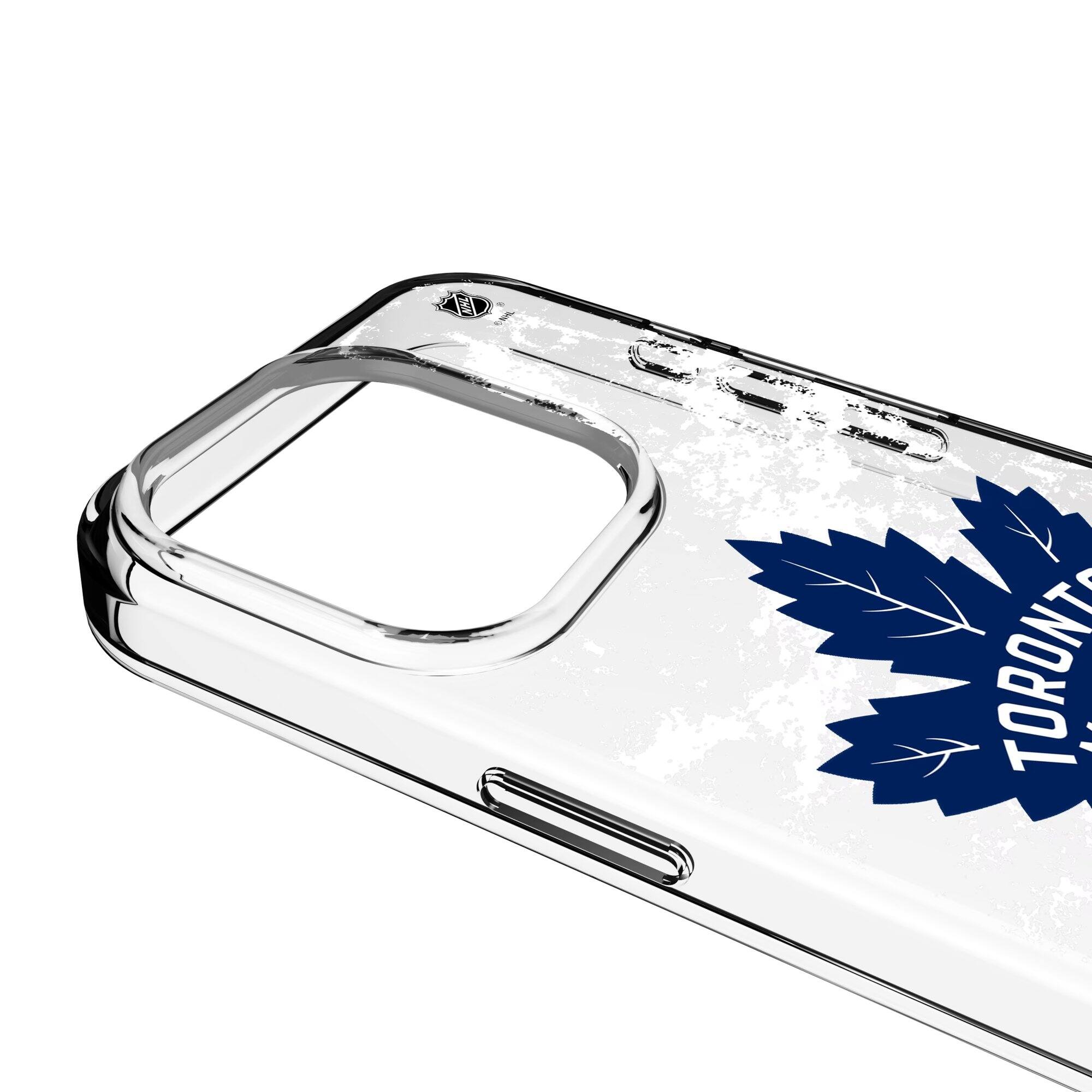 Alt View 2. Keyscaper - Toronto Maple Leafs iPhone Stripe Clear Ice Case - 15 - Multicolor.