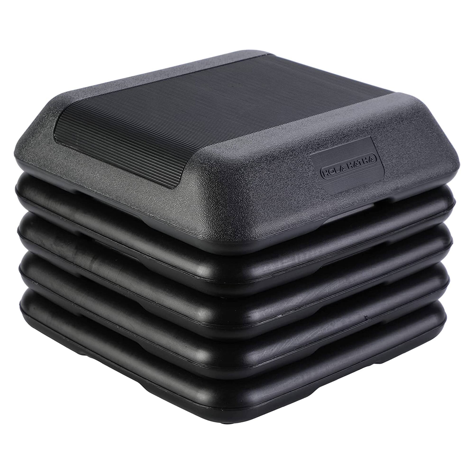 Alt View 5. HolaHatha - HolaHatha Aerobic High Step Platform, Home Gym Fitness Equipment with Risers - Black.