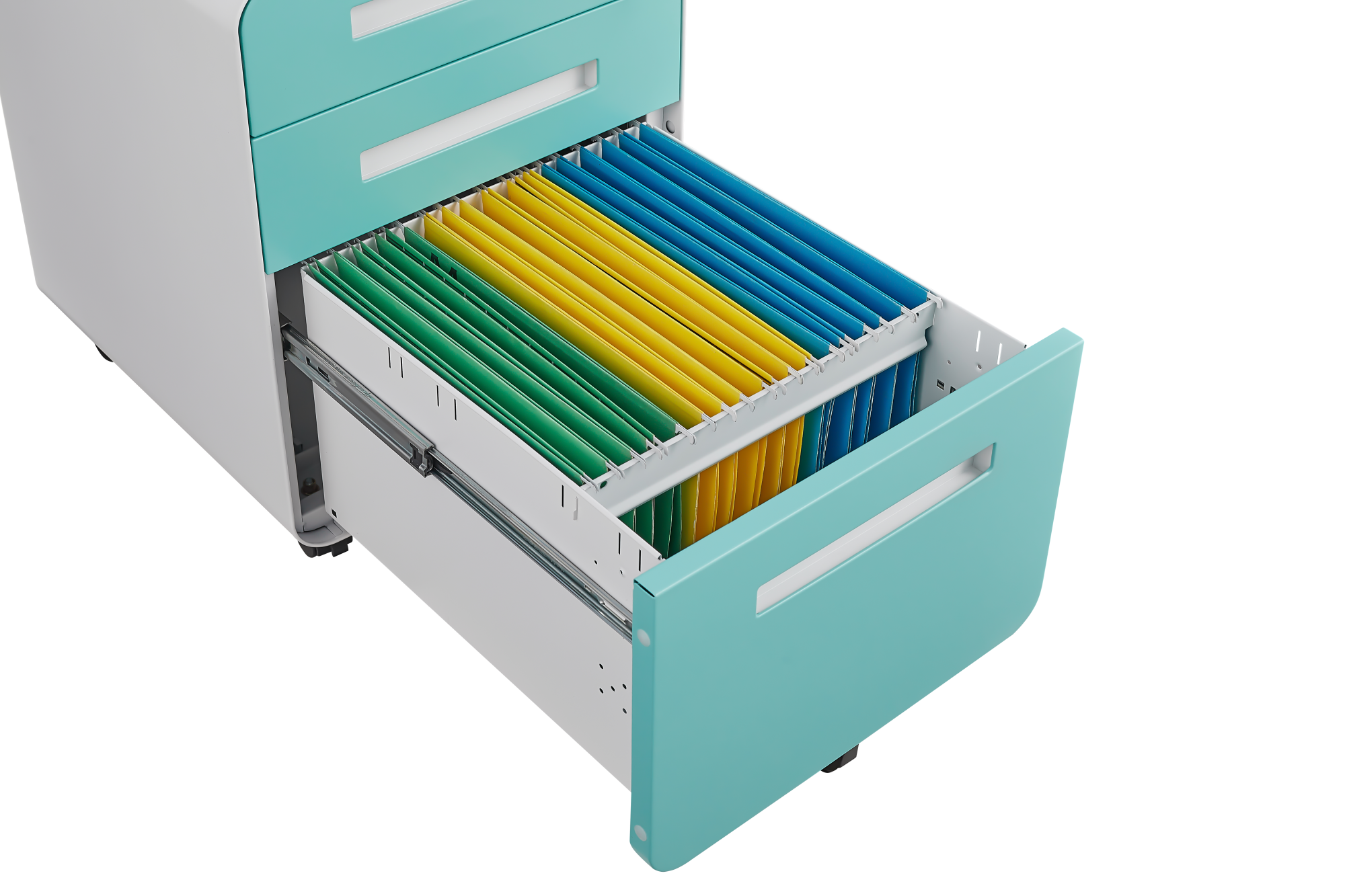 Alt View 6. GOODSILO - 3-Drawer Mobile File Cabinet Under Desk - Versatile Storage for Legal/Letter/A4 Files, Anti-Tilting, Steel - White+Green.