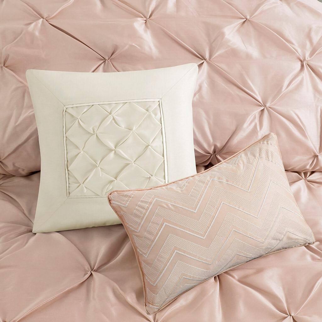 Alt View 1. Gracie Mills - Gracie Mills Shelby 7-Piece Padded Comforter Set - Blush.