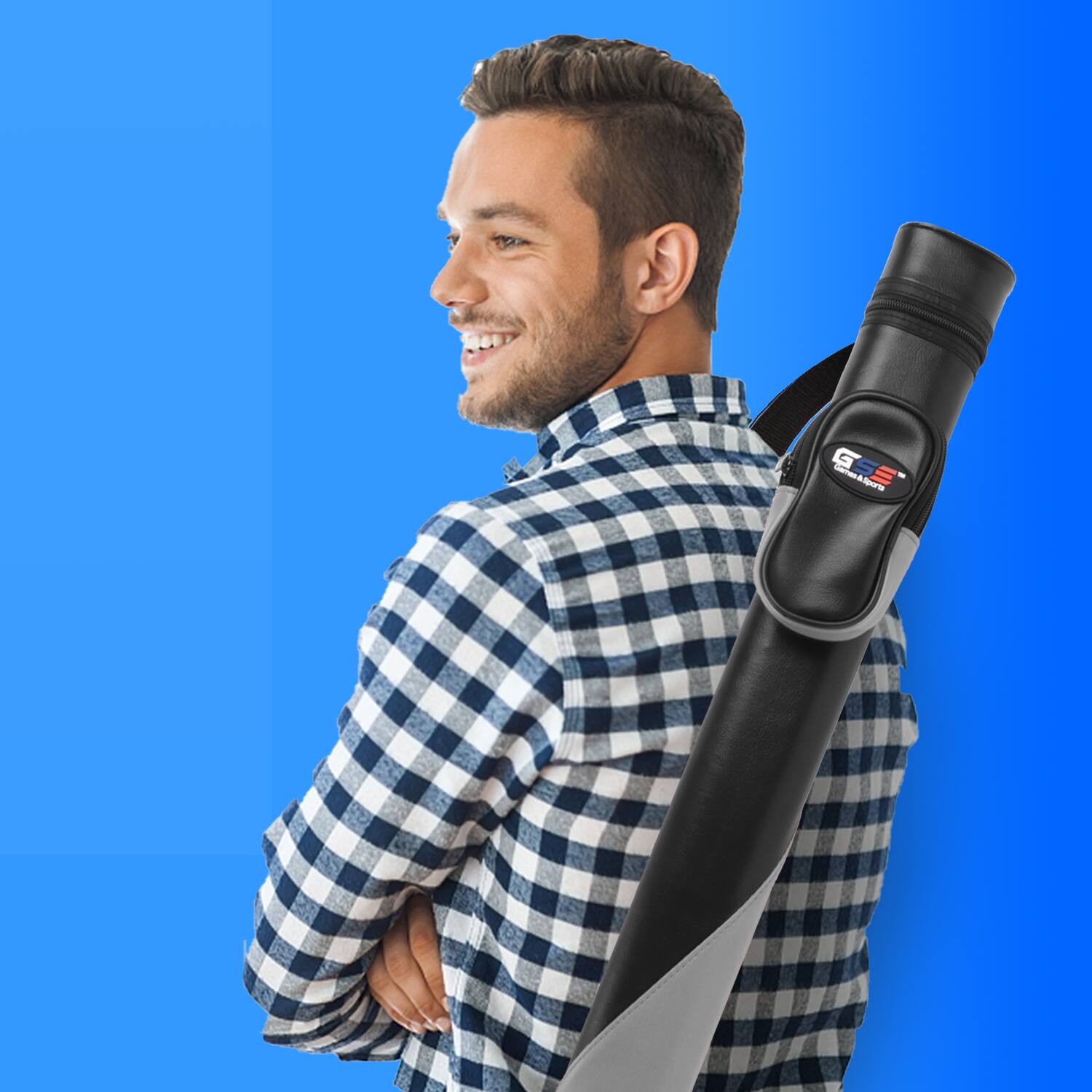 Alt View 3. GSE Games & Sports Expert - 1x1 Deluxe Hard Billiard Pool Cue Stick Carrying Case, Billiard Cue Case - Black/Grey - Black/Grey.