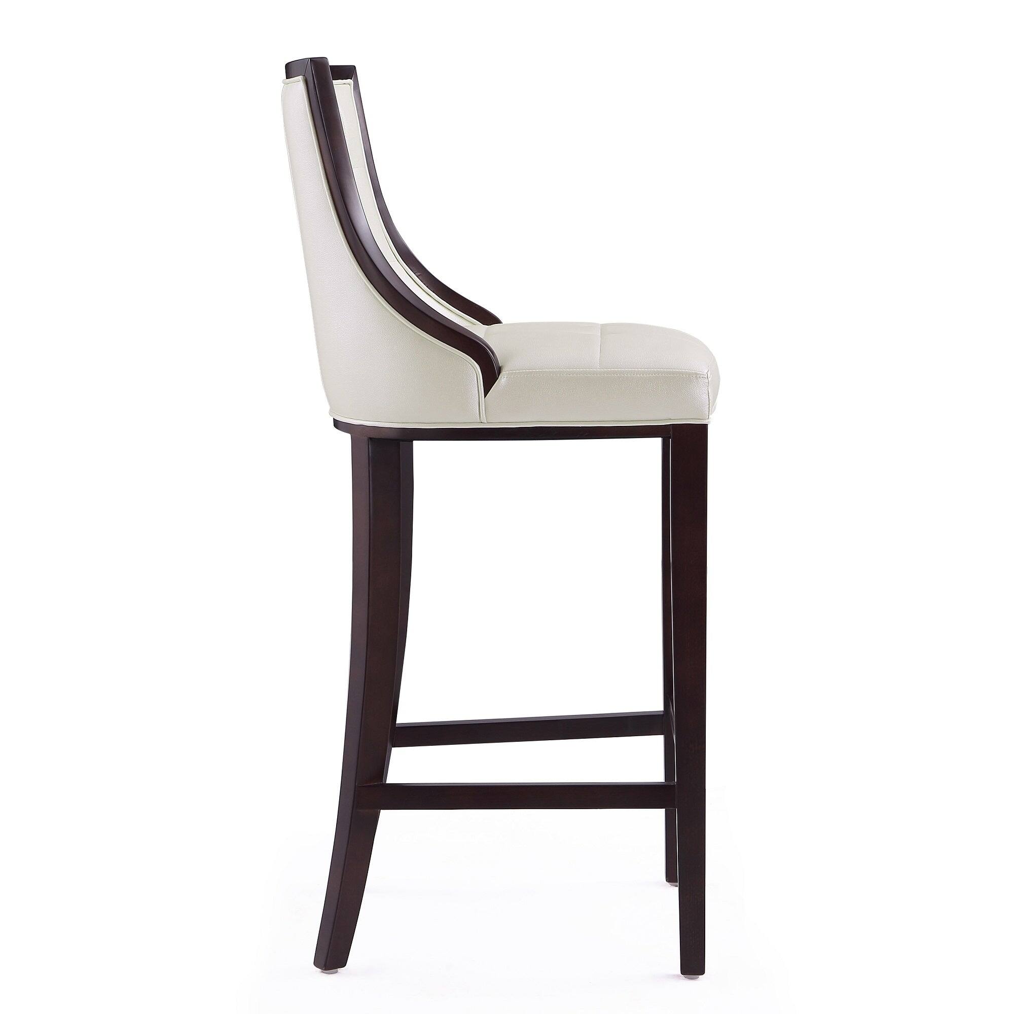 Alt View 1. Manhattan Comfort - Fifth Avenue Traditional Wood Upholstered Barstool - Pearl White.