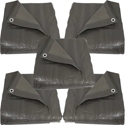 Front. Sunnydaze - Multi-Purpose Tarp - 16 ft x 20 ft - Set of 5 - Dark Gray.