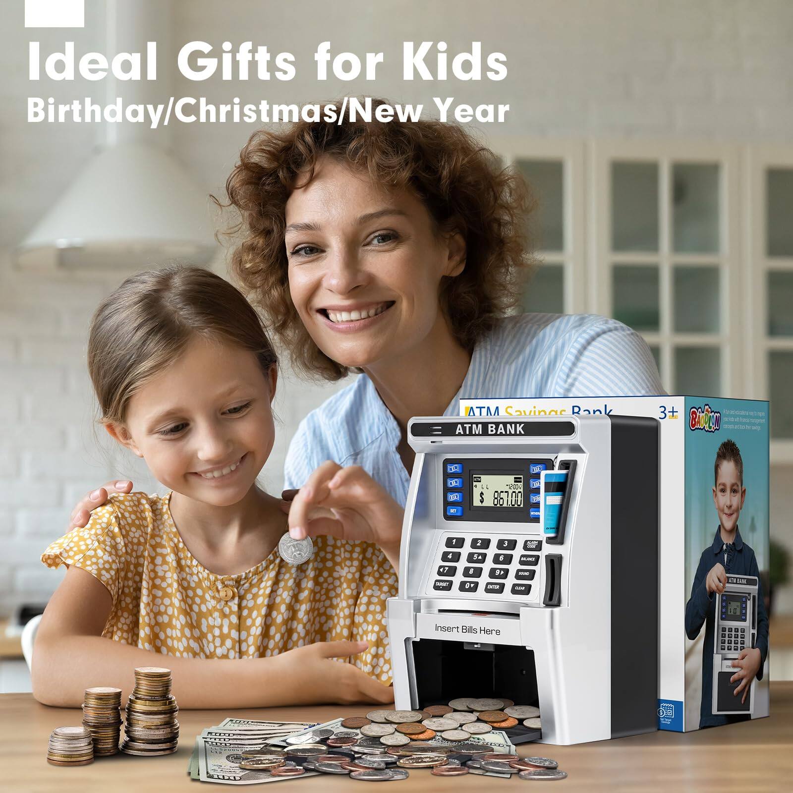 Ideal Gifts for Kids  
Birthday/Christmas/New Year  

ATM Savings Bank  
3+  

Insert Bills Here