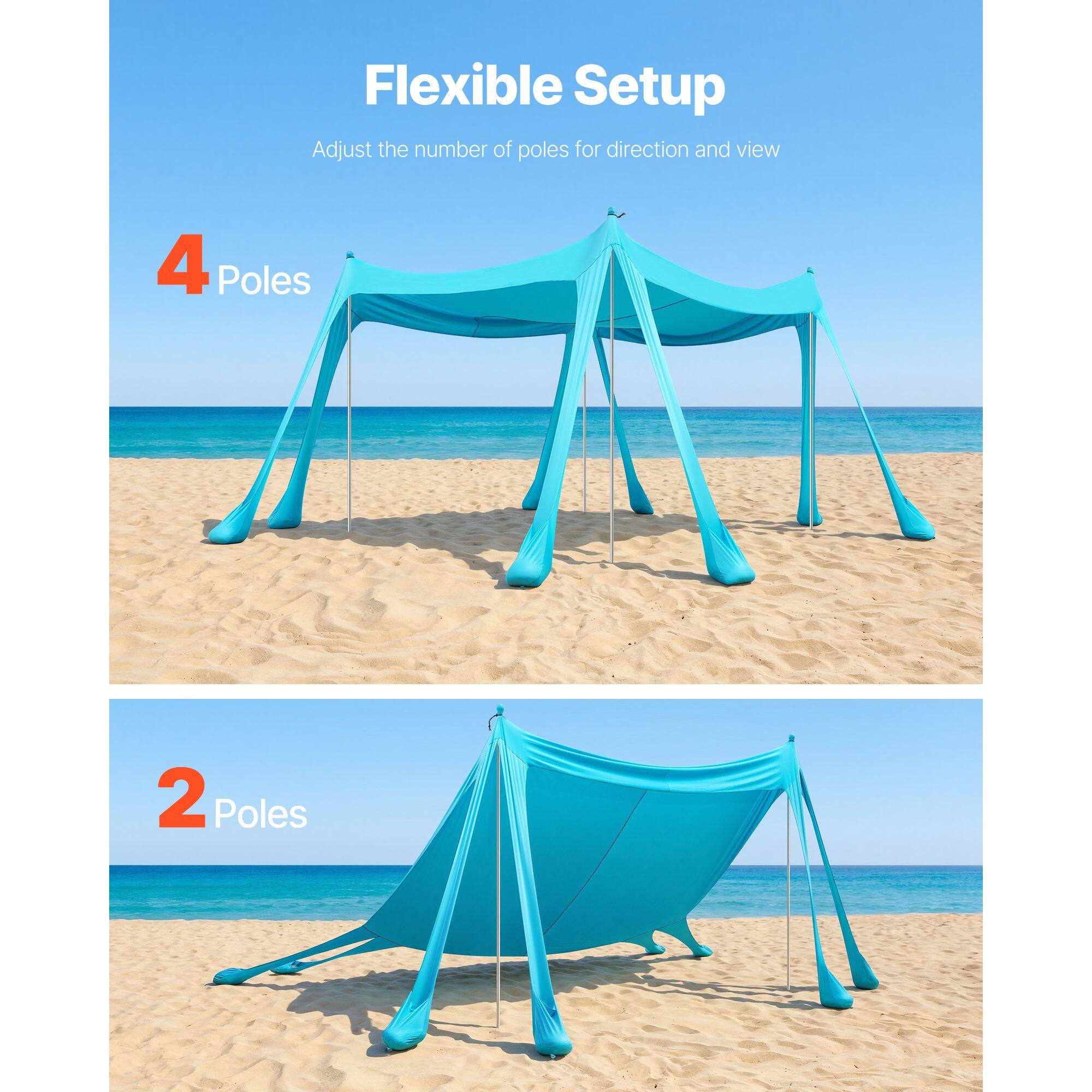 Flexible Setup  
Adjust the number of poles for direction and view  

4 Poles  
2 Poles