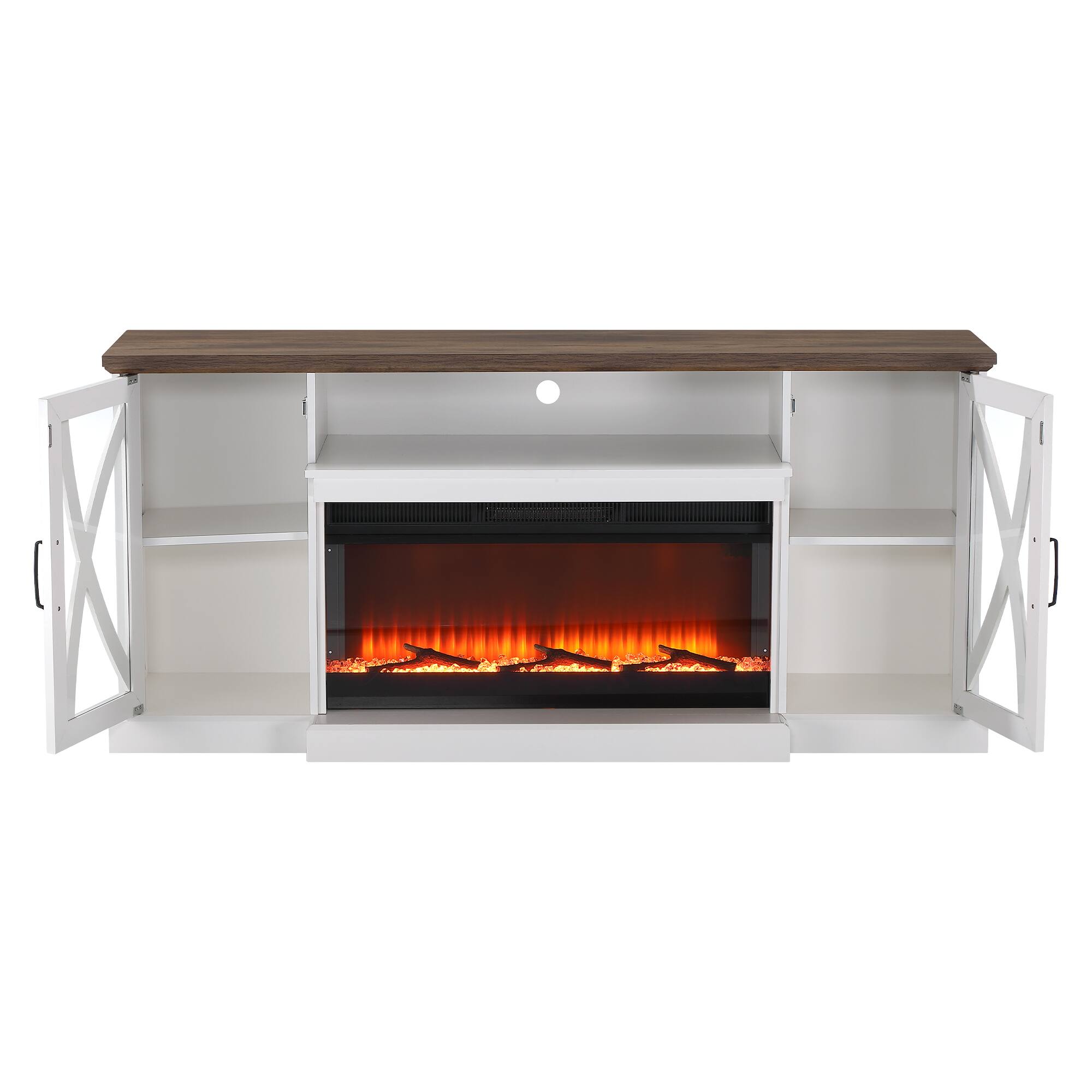 Alt View 3. Ihomeadore - 70" Modern Electric Fireplace TV Stand Entertainment Center with 36" Electric Fireplace and Cabinets for TV up to 80" - White.