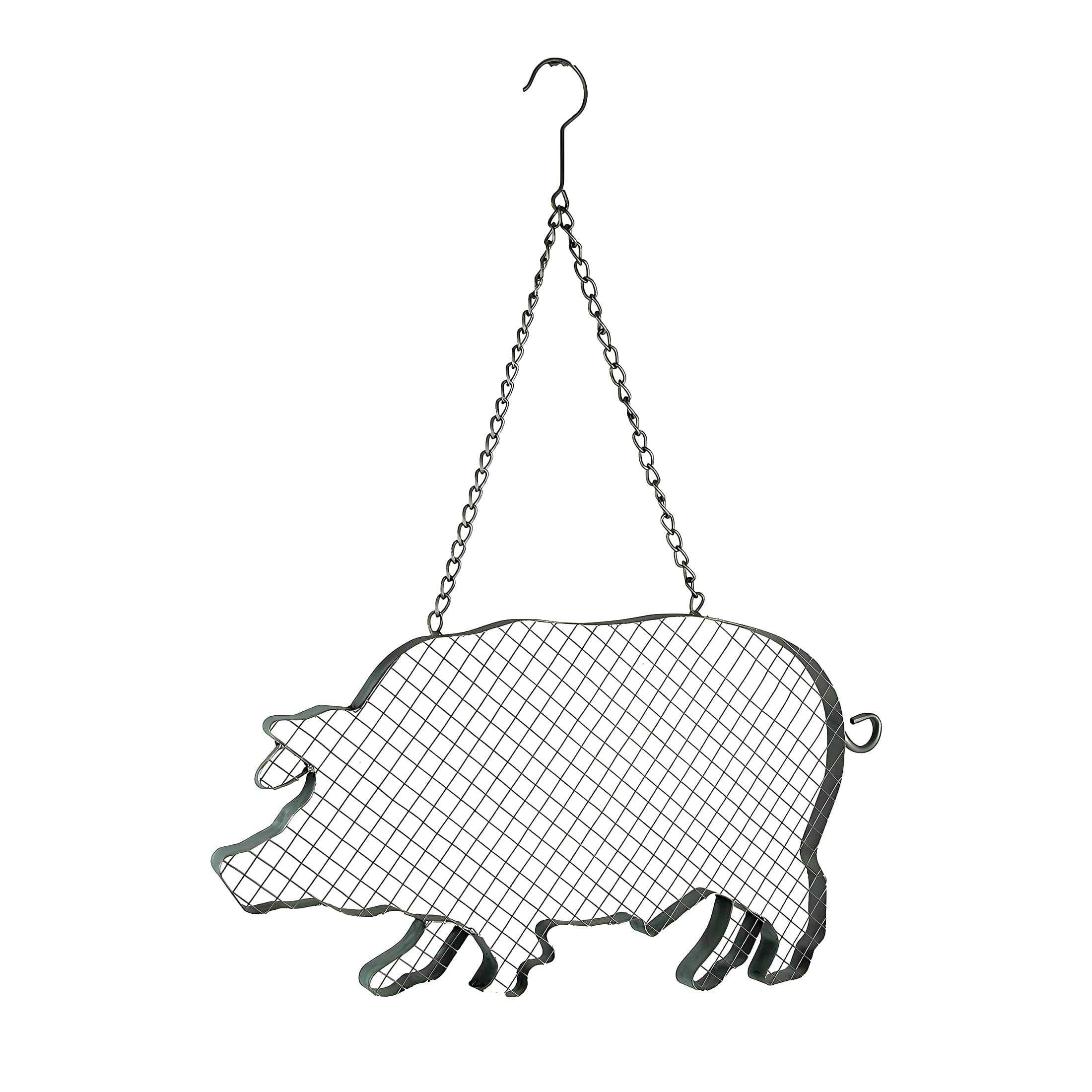 VIP Home and Garden - Metal and Mesh Wire Hanging Pig Farmhouse Decor - Silver