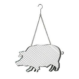 VIP Home and Garden - Metal and Mesh Wire Hanging Pig Farmhouse Decor - Silver
