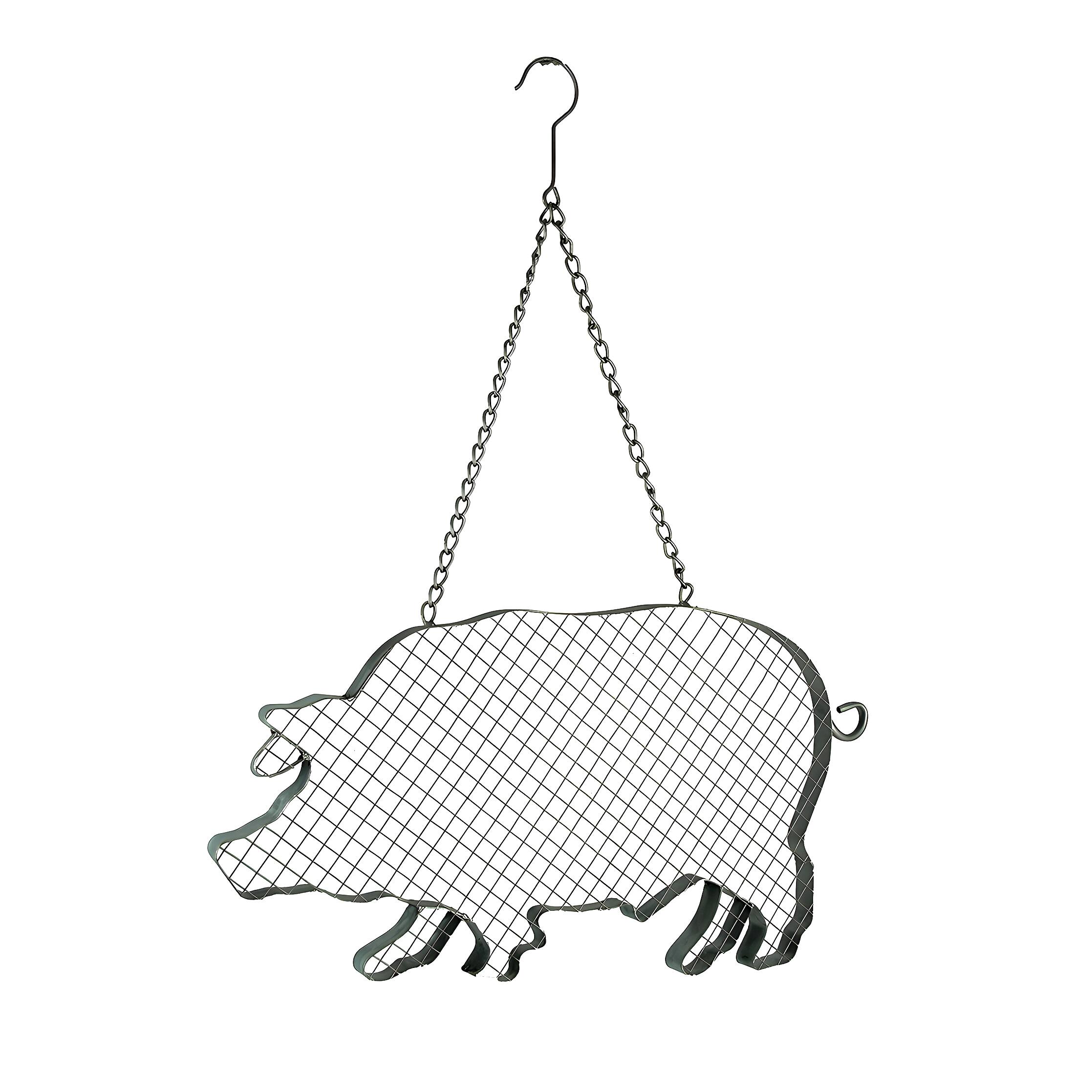 Front. VIP Home and Garden - Metal and Mesh Wire Hanging Pig Farmhouse Decor - Silver.