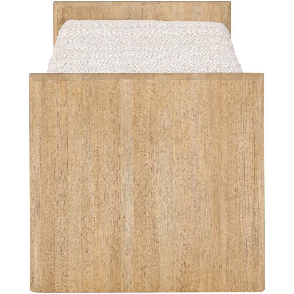 Alt View 3. Meridian Furniture - Waverly Cream Boucle Fabric Bench - Beige.