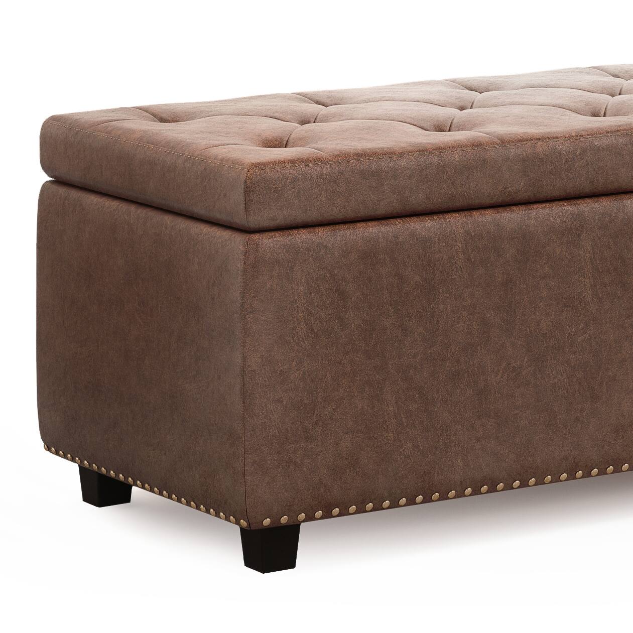 Angle. Tiramisubest - Hamilton - Storage Ottoman - Distressed Umber Brown - Brown.