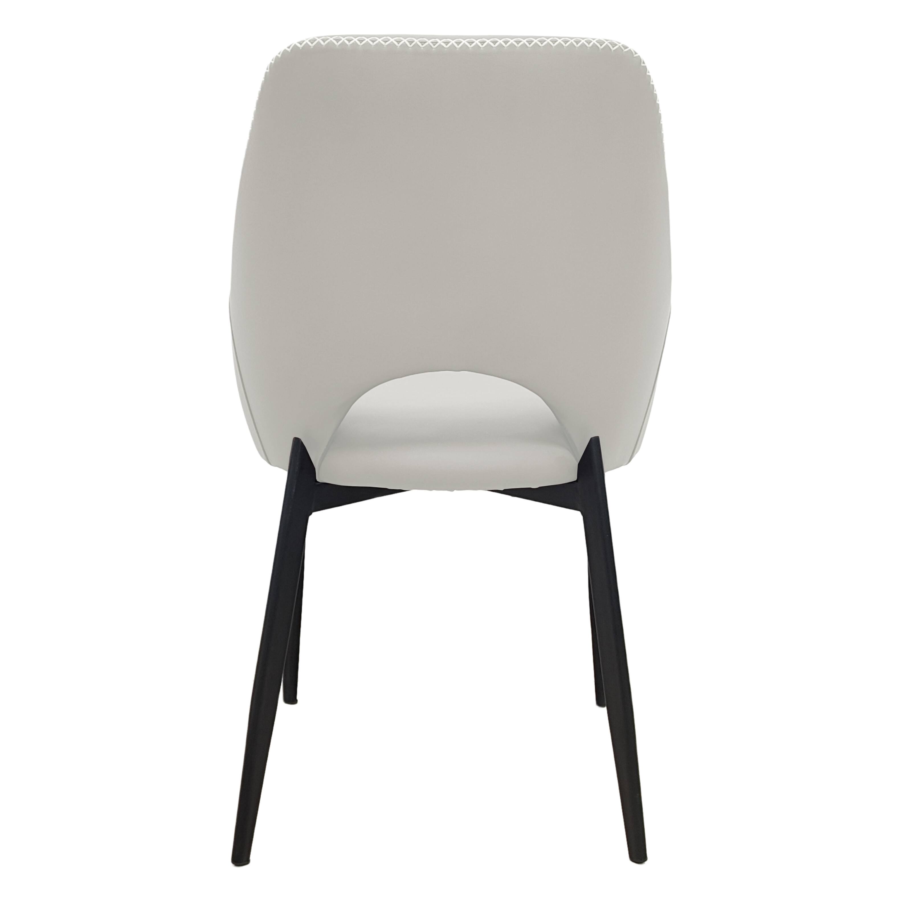 Alt View 5. LeisureMod - Amalfi Modern Upholstered Fabric Dining Chair, Curved Open Back Accent Side Kitchen Chair with Metal Legs - Grey.