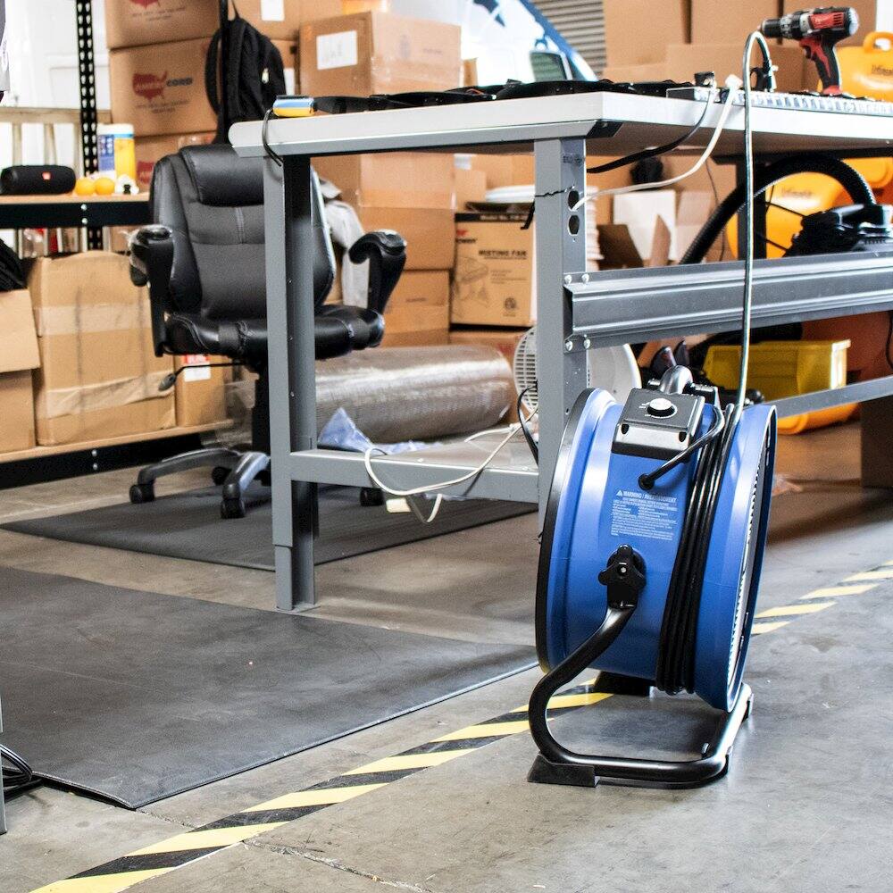 Alt View 8. XPOWER - 1/4 HP 1720 CFM High Temperature Sealed Motor Axial Air Mover, Blower, Fan - Blue.