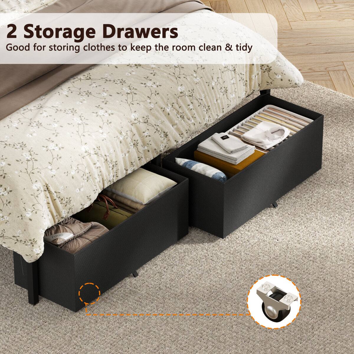 2 Storage Drawers  
Good for storing clothes to keep the room clean & tidy
